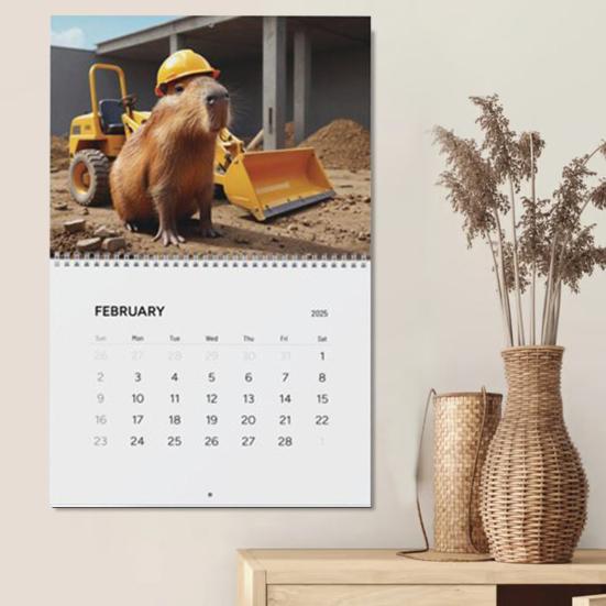 2025 Capybara Wall Calendar 12 Month Planner Capybara Calendar Hanging Animal Monthly Calendar Gift for Capybara Lovers
