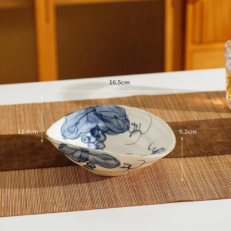 Творческая нестандартная керамическая тарелка с ретро-цветами, расписанными вручную, обеденные тарелки, домашние тарелки для завтрака, салата, фруктов, изысканная столовая посуда
