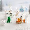 Micro-landscape Cute Little Rabbit Winter Snow Scene Snowman Decorative Accessories Car Carrying Small Ornaments