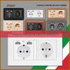 Панель двойной USB розетки 16А европейского типа на два поста с выключателем немецкого стандарта (Скрытый)