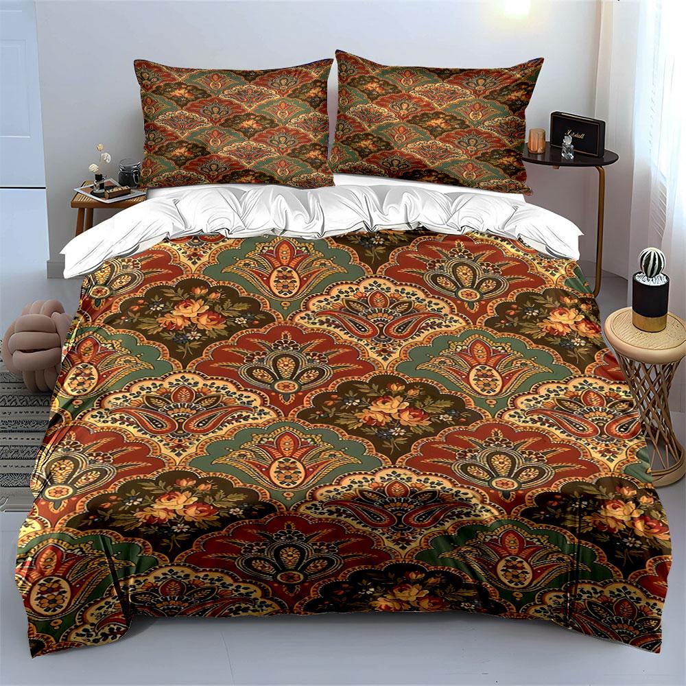 Ornate floral paisley motif. Bedding sets Duvet cover sets Duvet covers Pillowcases(1 * Duvet Cover 2 * Pillowcases, without duvet insert)