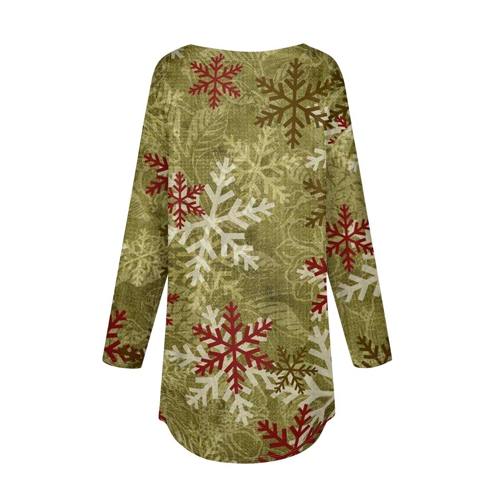 Футболки для женщин, осенние повседневные рубашки с длинным рукавом, толстовки с винтажным графическим принтом, топы, пуловеры, рождественские