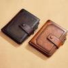 Vintage Men Genuine Leather Wallet RFID Blocking Trifold Short Multi Function Money Clip Large Capacity Zipper Coin Purse