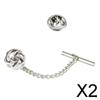 2x Alloy Mens Tie Tack Pins Brooch Lapel Pin Accessories Jewelry for Party Valentine'S Day
