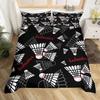 Комплект пододеяльника для бадминтона Комплект постельного белья для бадминтона Спортивный комплект постельного белья Декор комнаты для мальчиков и девочек Узор с мячами Черные комплекты пододеяльников