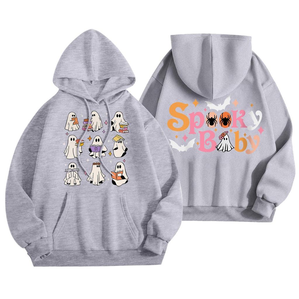 Женская мода, легкий женский свитер с длинными рукавами и карманами, толстовка с капюшоном на Хэллоуин