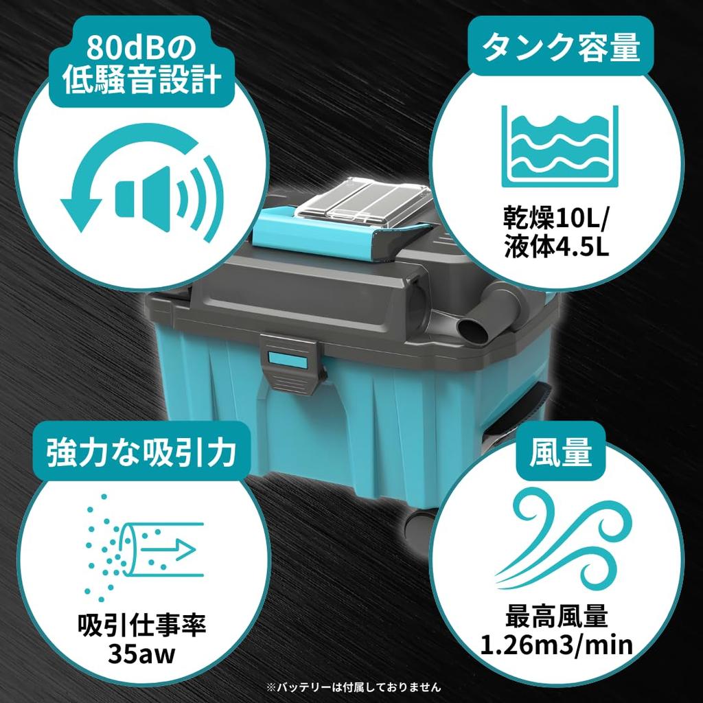 Пылесос-воздуходувка Makita, совместимый с пылесборником, мощный, 10 л, 18 В, HEPA, легкий, Longsafe SYU01, для влажной/сухой уборки, зарядное устройство, компактный,