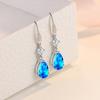 925 Sterling Silver Long Tassel Crystal Oval Drop Earring for Women Girls Wedding Party Elegant Jewelry