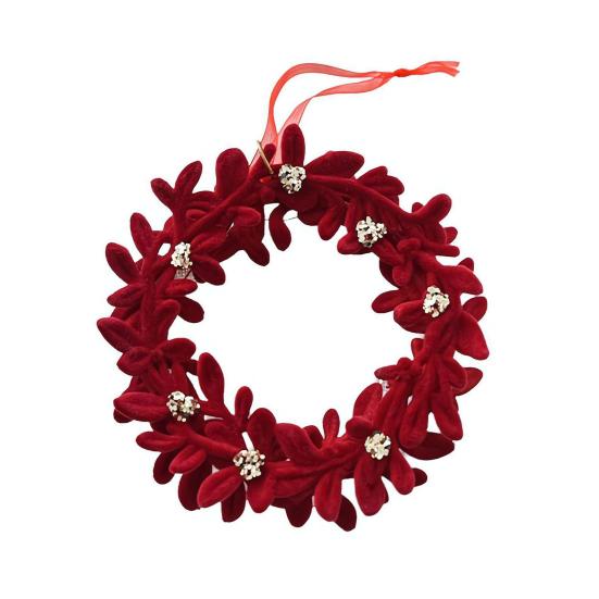 Рождественские украшения Красный Флокированный Конфетный тростник Олень Бант Снежинка Подвесное украшение для дома на елке