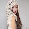 Thin Hollow Out Crochet Shawl White Hooded Scarves All-match Lace Scarf  Women
