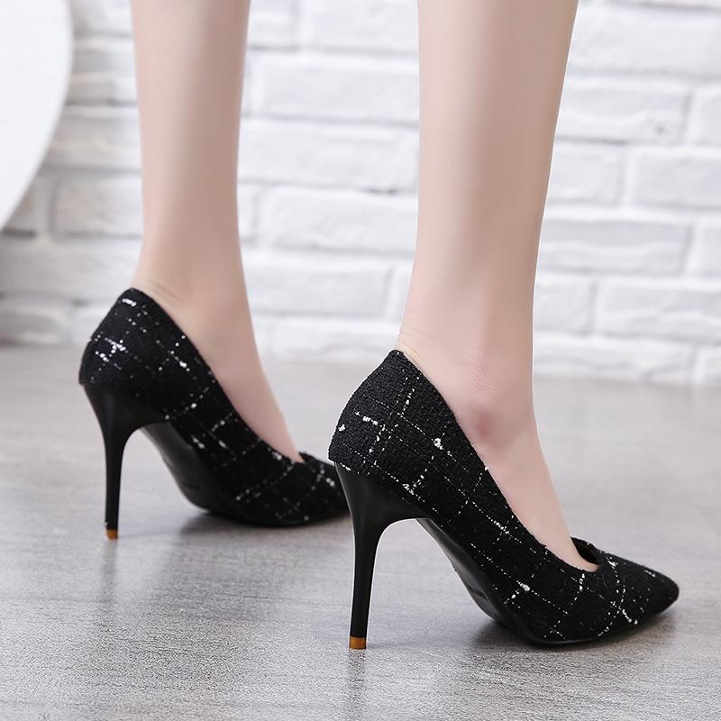 Модные женские сексуальные туфли на высоком каблуке с острым носком и неглубоким носком, весна-осень, женская обувь из микрофибры, удобные туфли на высоком каблуке для отдыха