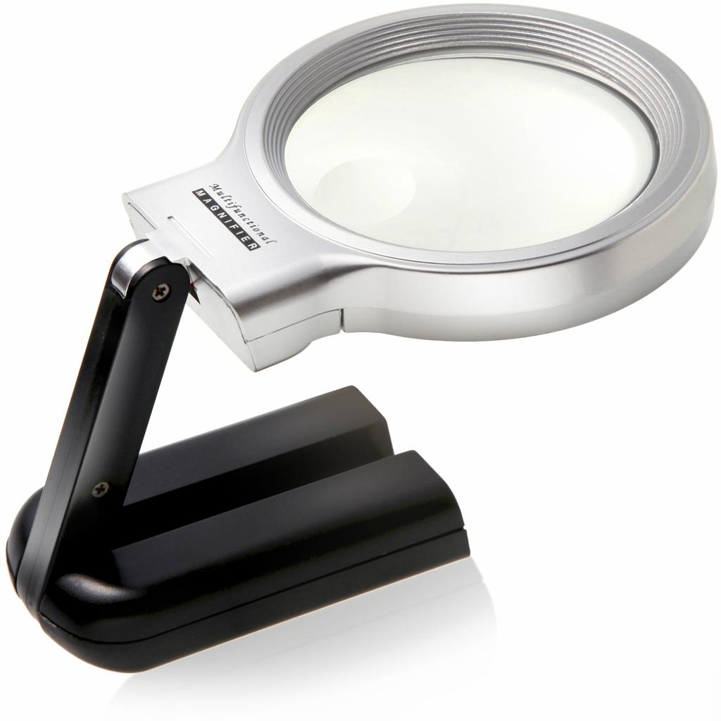 PhoenixLoupe Handheld Stand Loupe 10x Magnifying Glass Loupe with 2 Types of Light [3x & Magnification] Lens/LED