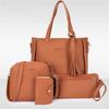 4pcs Elegant Minimalist Women'S Shoulder Bag, Handbag, Crossbody Bag, Women Storage Bag, Holiday Gift, Synthetic, Zipper Closure