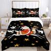 3pcs Christmas Santa Claus Reindeer Doves Starry Night Comforter Cover Set with Two Pillowcases (No Core), Gift for Bedroom Decor, Anime Cartoon