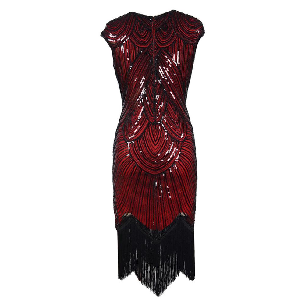 Модная женская одежда, винтажное женское платье с блестками и кисточками, шею без рукавов, банкетное, коктейльное платье