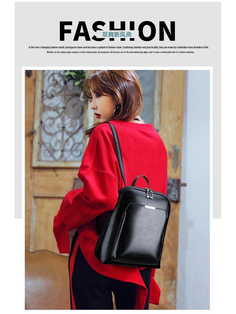 Стильный женский однотонный рюкзак и сумка через плечо для колледжа - Повседневная мода из ПУ кожи для путешествий и студентов