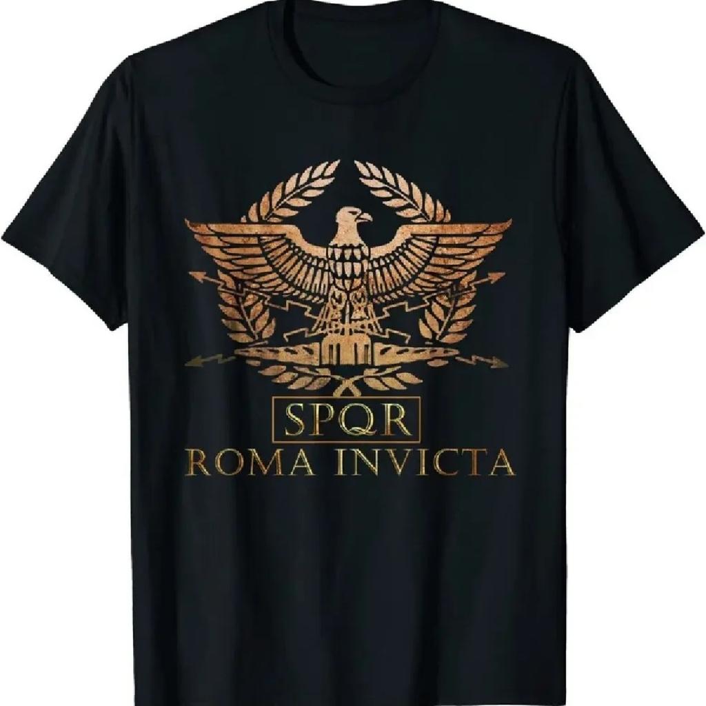 100% Cotton O-Neck Summer Short Sleeve Casual Mens T-shirt SPQR - Roma Manga -Unconquered Rome T-Shirt Size S-5XL Round Neck