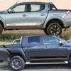 4 шт. наклейки для автомобиля, боковая дверь, задний багажник, 4X4, полосатая графика для Mitsubishi l200 Triton, виниловая наклейка, тюнинг пикапа