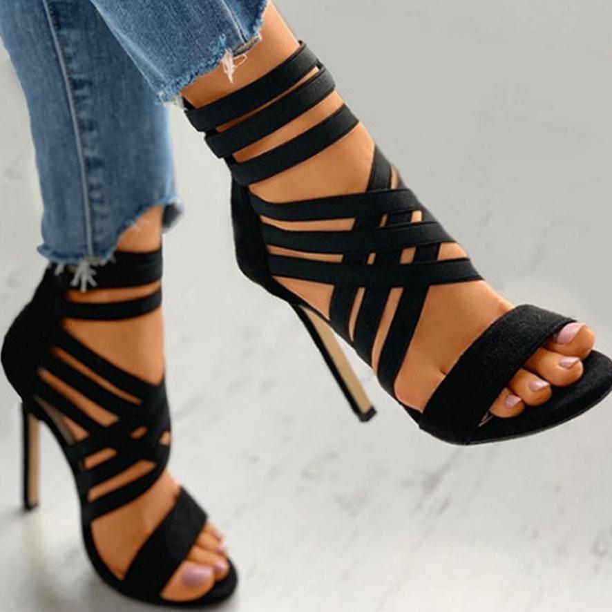 Women's Fashion Elastic Band Roman Sexy All-match High-heel Sexy Sandals