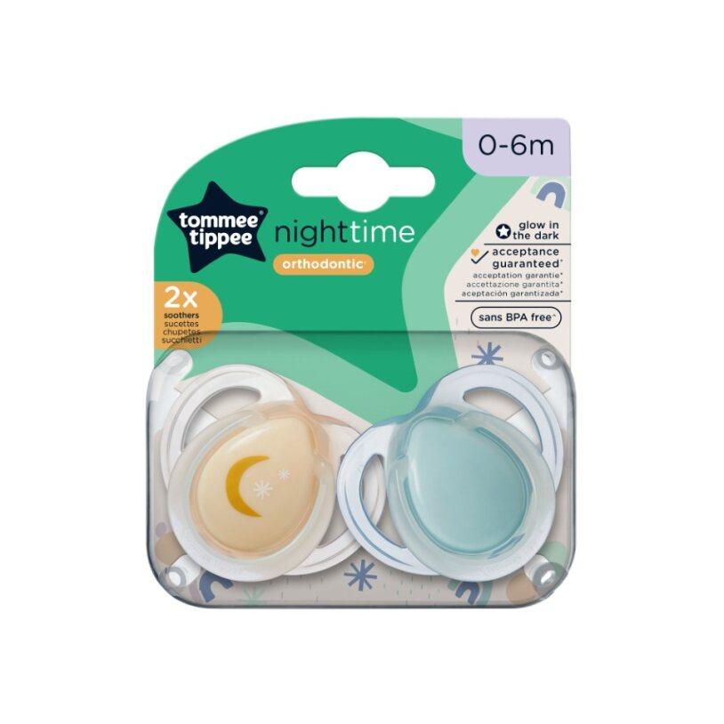 TOMMEE TIPPEE TTP43338095 NIGHT TIME soothers 0-6m mix 2 pack