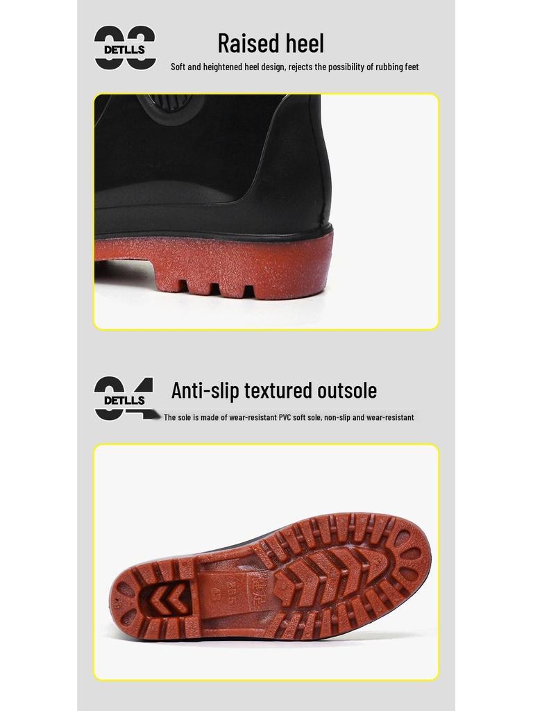 Men's Waterproof Non-Slip High-Top Rain Boots, Thick-Soled and Wear-Resistant for Fishing, Work, and Mining.