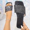 Women's Slippers Summer Fashion Wear 2025 New Rhinestone Beads Sparkling One-character Sandals Women