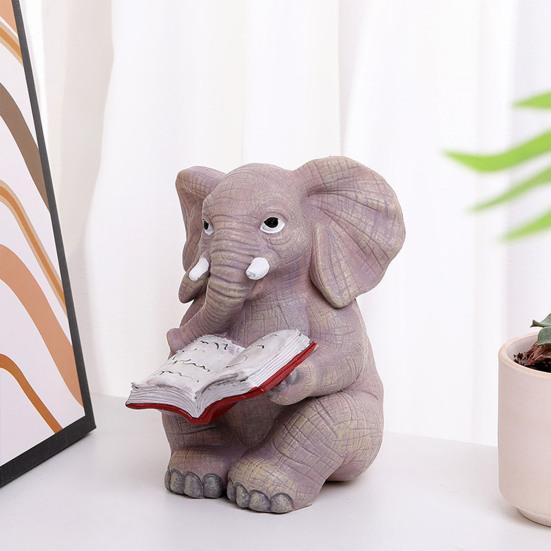 Украшение в виде слона Yousheng, миниатюрная статуя слона из смолы, украшение для дома, офиса, сада, сидящая фигурка слона, подарок для любителей слонов