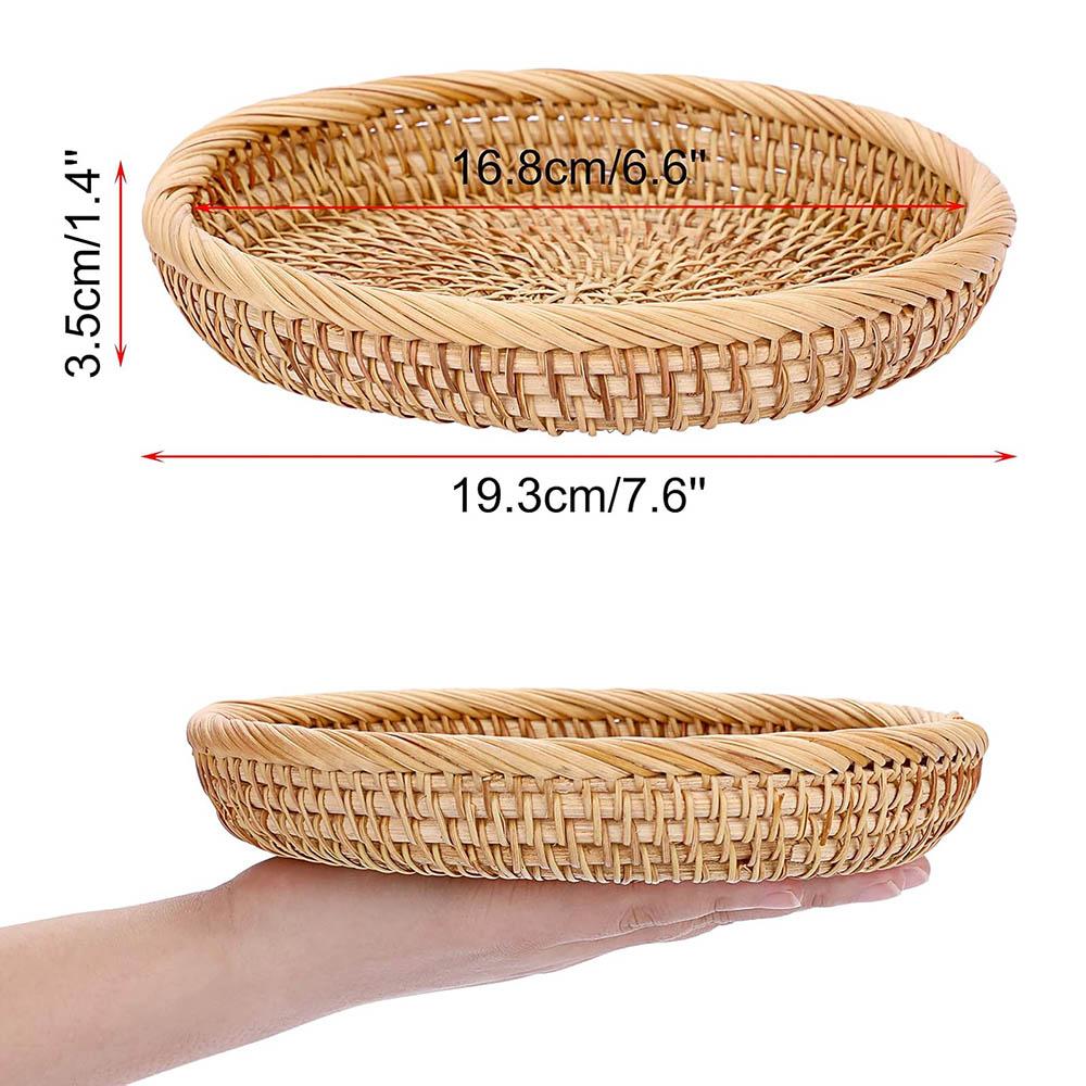 Small Woven Wicker Basket - 7.6" Round Entryway Organizer for Keys, Wallet, Cell Phone & Snacks