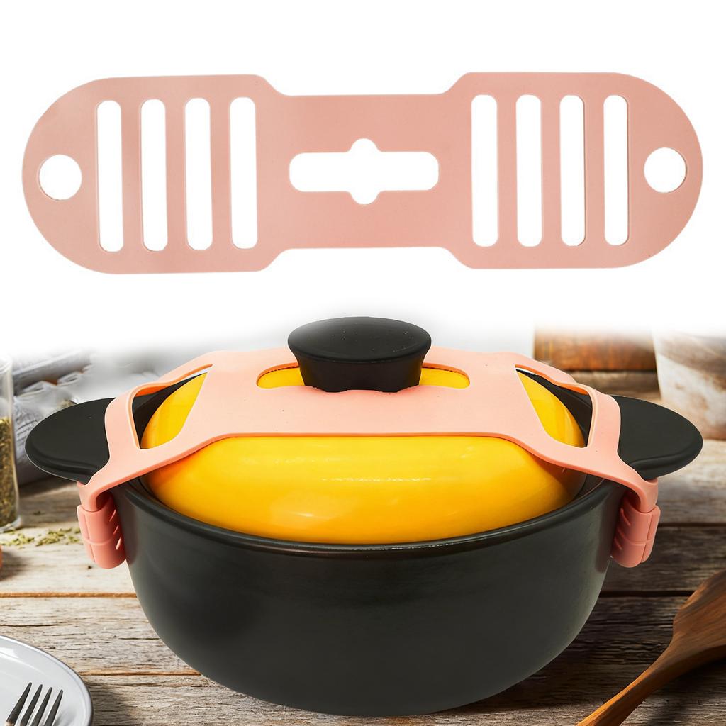 Crock Pot Lid Strap No-Spill Design Reusable Elastic Self-Lock Silicone Tie Heat-Resistant for Cooking and Transport
