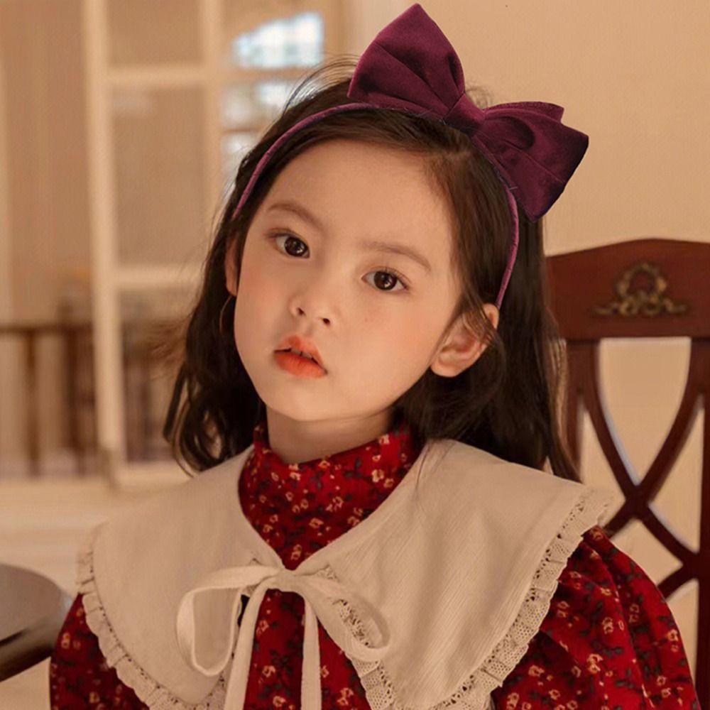 Для девочек Нескользящая Милое украшение Детская повязка для волос Бархатный бант Повязка для волос Принцесса Ободок для волос