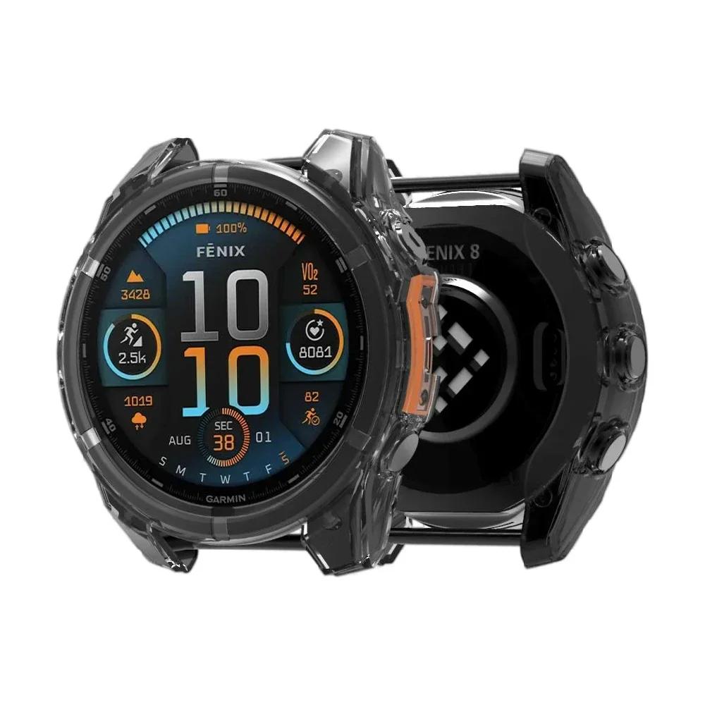 Мягкий прозрачный силиконовый защитный чехол для Garmin Fenix 8 47 мм 51 мм Прозрачная ТПУ крышка для корпуса часов Fenix8 Аксессуары