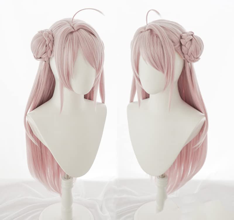 Розовый, термостойкий косплей-парик, изображающий персонажа "Шоу Ранджу" (колокол) с сеткой. Идеально для костюмов на Хэллоуин (В).