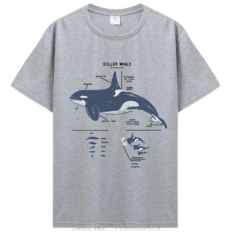 Забавная пляжная футболка с изображением косатки, анатомии морской биологии, дикой природы, уличная футболка, подарок на день рождения, летняя футболка, одежда