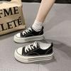 Platform Canvas Shoes Women's Shoes New Spring and Autumn Versatile Height Increase Casual Board Shoes Student Lace-up White Shoes
