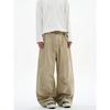 Kisko Melard Retro Deconstructed Washed Vintage Flared Cargo Pants Unisex Trendy Loose Straight Casual Pants