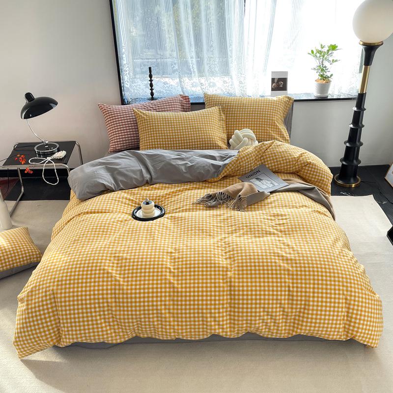 Серия AB Cotton: Комплект постельного белья из чистого хлопка для общежития - односпальный, из четырех частей с простынями