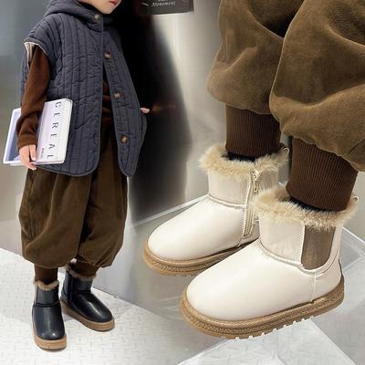 Детские зимние ботинки для мальчиков и девочек, хлопковая обувь, осень-зима, плюшевые, новые, утолщенные, теплые, детские, модные, для мальчиков, термальные ботинки, мягкие
