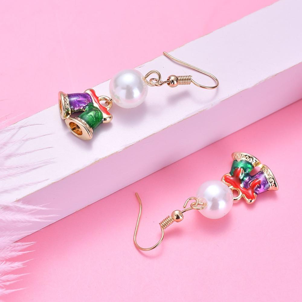 Pearl Christmas Earrings Set Bell Christmas Bell Pendant Cute Christmas Tree Dangle Earrings Gift