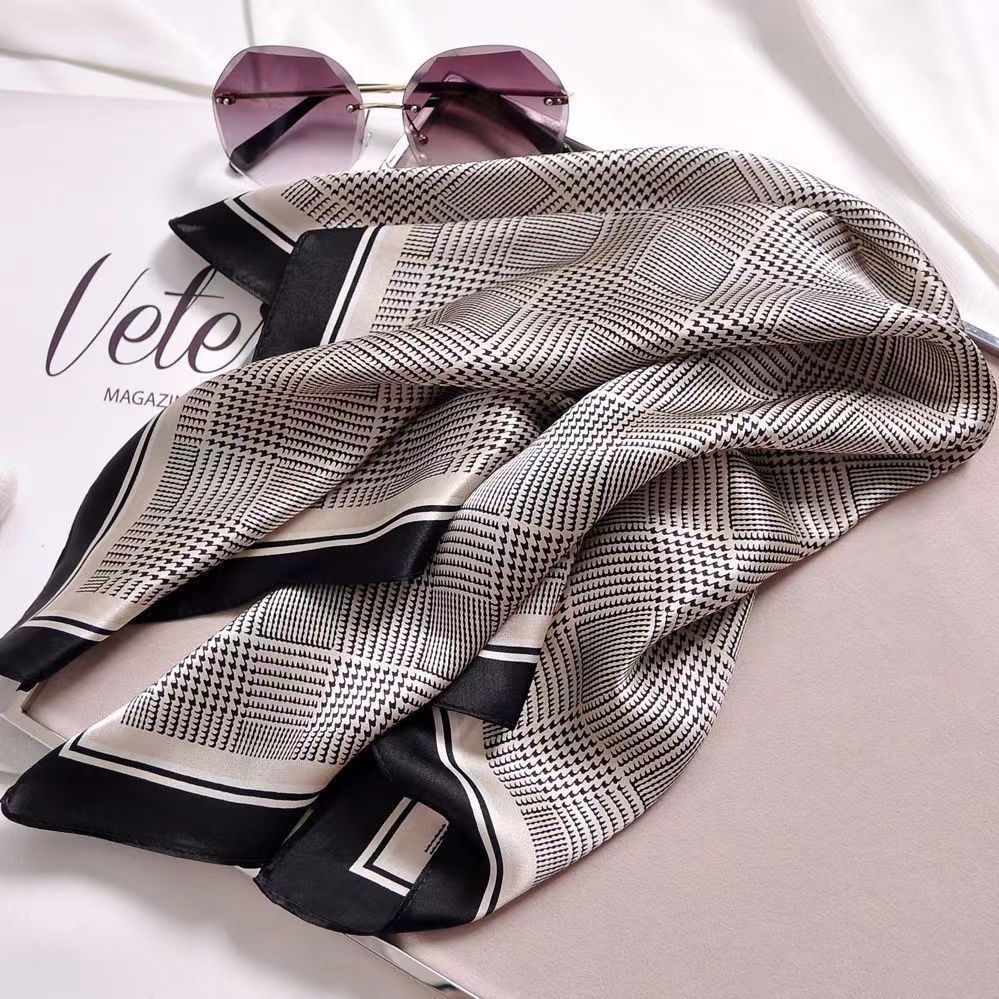 Silk scarf silk square scarf high-end sense thin women's yarn scarf temperament printed neck protection decorative scarf scarf scarf