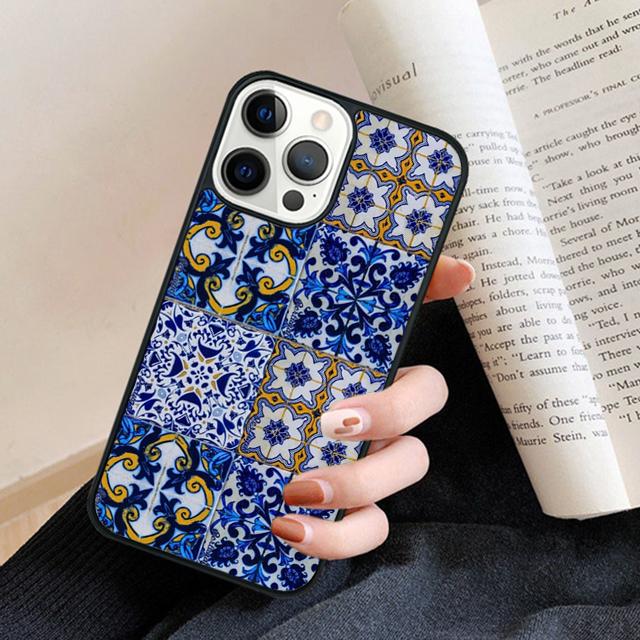 Чехол для телефона с португальской плиткой Для iPhone 17 Air 16 15 14 plus 12 13 pro max coque Оболочка Fundas