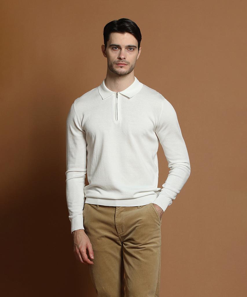 PANICALE White Half-Zip Polo Knit (Type A)