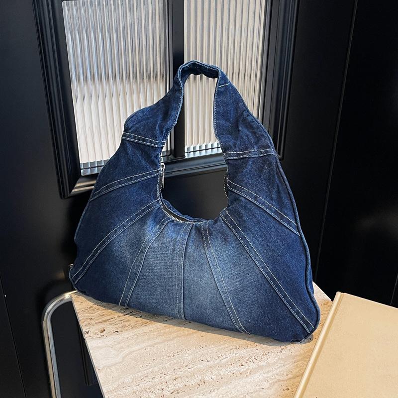 Vintage Denim Women Totes Brand Fashion Causal Shoulder Bag Large Capacity Female Shopper Hobo Armpit Bag CLE