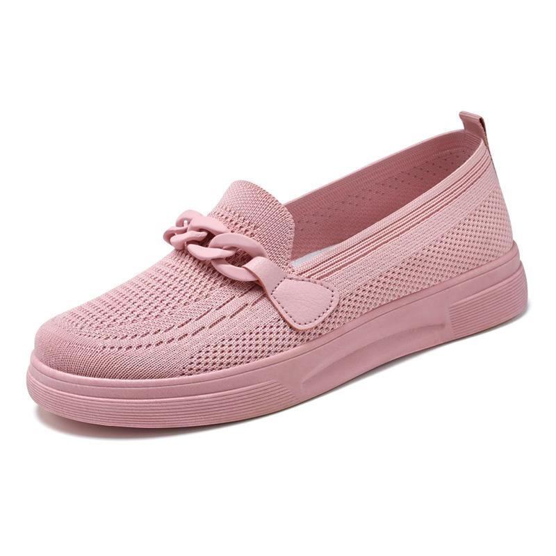 Shoes Women's Casual Shoes Women's Shoes Soft Sole Comfortable Mother Shoes Flying Woven Breathable Mesh Shoes One Pedal Women's Single Shoes