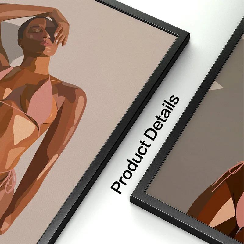Sunny Holiday Bikini Black Woman Fashion Girl Wall Art Canvas Painting Posters Living Room Decorative Print Wall Pictures Home