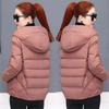 Women Short Hooded Cotton Jacket Parka Coats Autumn Winter Windproof Warm Outwear Solid Color Padded  Cotton Jacket