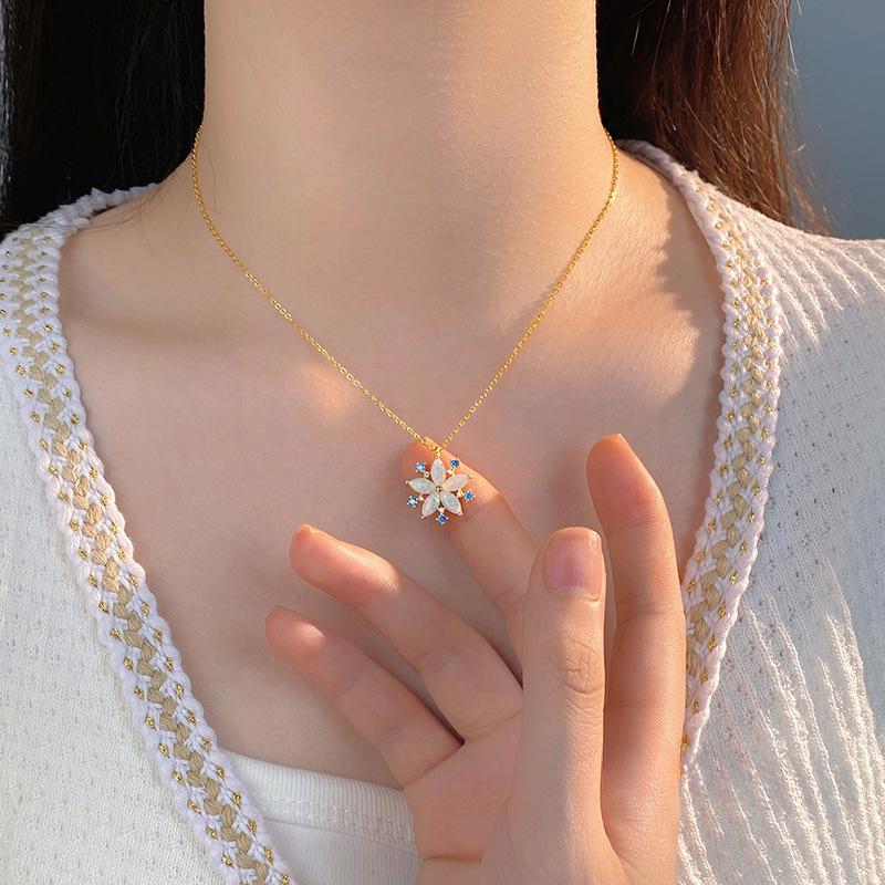 Ожерелье Dream Snowflake Opal для женщин, новая осенне-зимняя цепочка для свитера, дизайн цепочки для воротника Sense