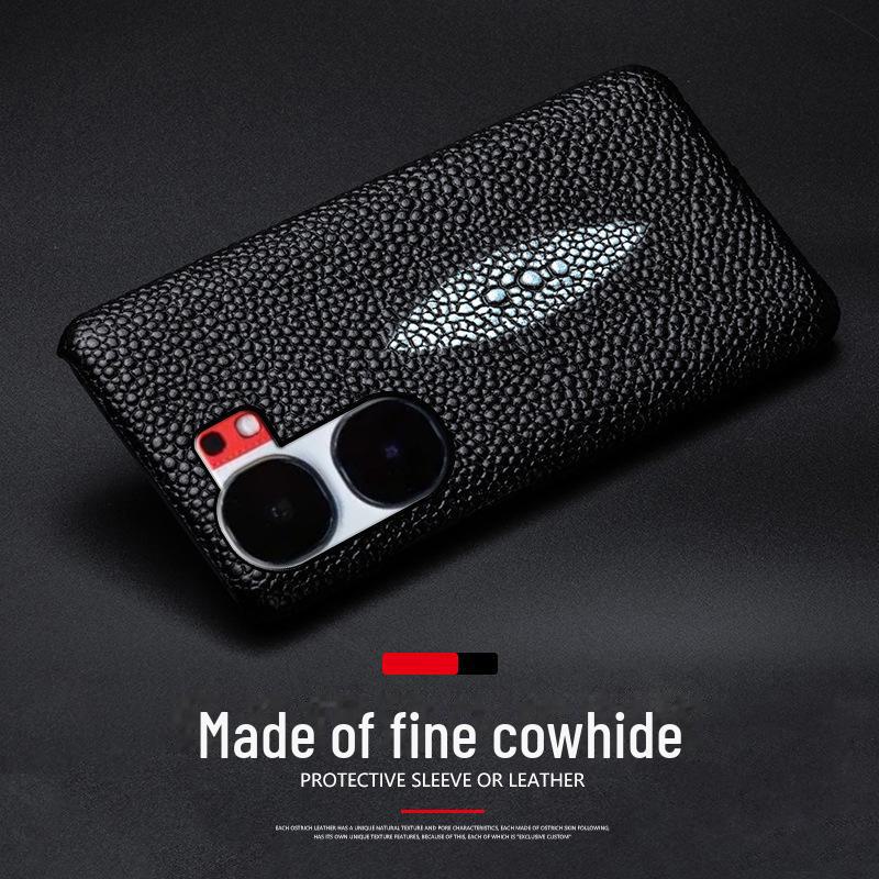 Чехол iQOO Neo5 5SE Half-Cover из воловьей кожи с рисунком рыбы