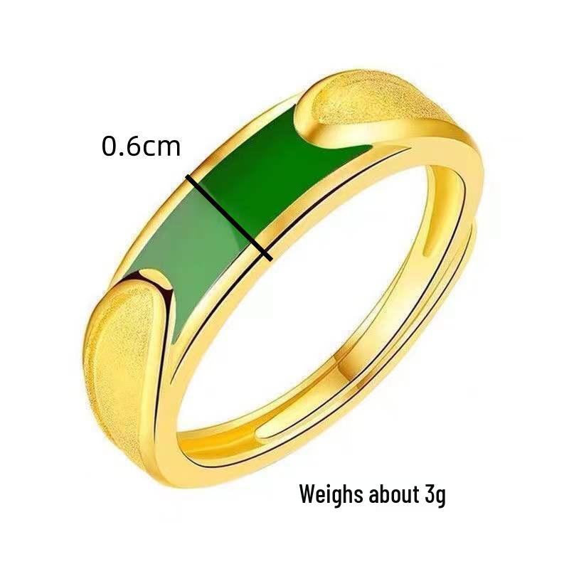 Позолоченные регулируемые парные кольца с нефритовой вставкой - Высококлассные украшения для мужчин и женщин
