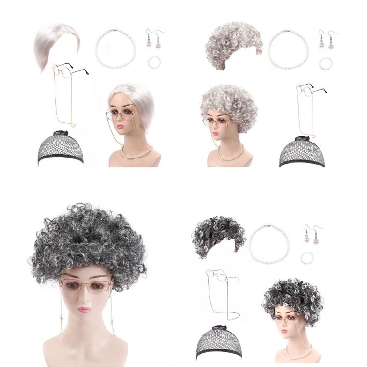 Наряд старушки для переодевания Костюмный набор «100 дней школы» Парик и очки для девочек