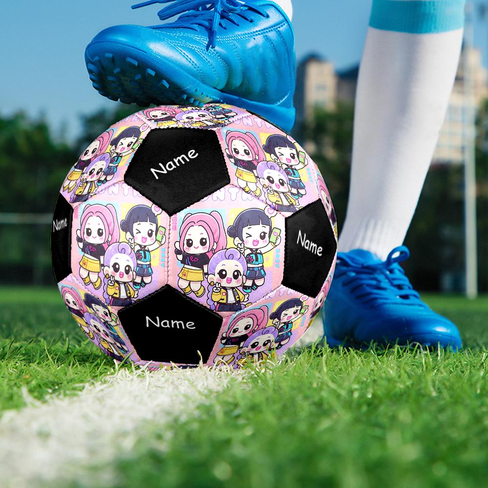 Custom Name KPop Demon Hunters Theme Size 5 Soccer Ball, Suitable for Both Indoor and Outdoor Matches, a Gift Suitable for Everyone.